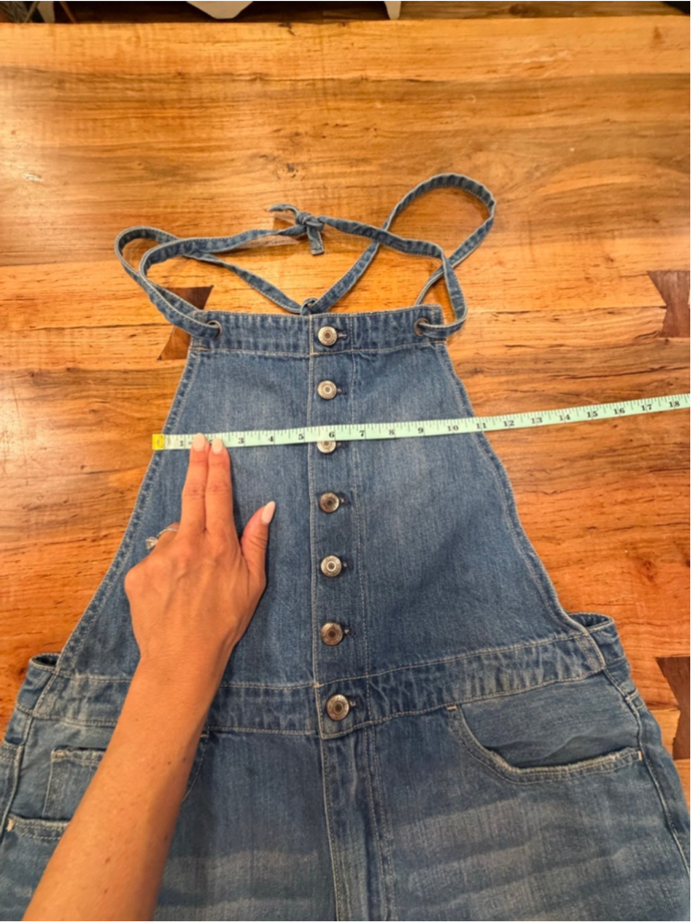 American Eagle Denim Romper Shortalls Halter Neck Button Front Blue Medium - Picture 9 of 11